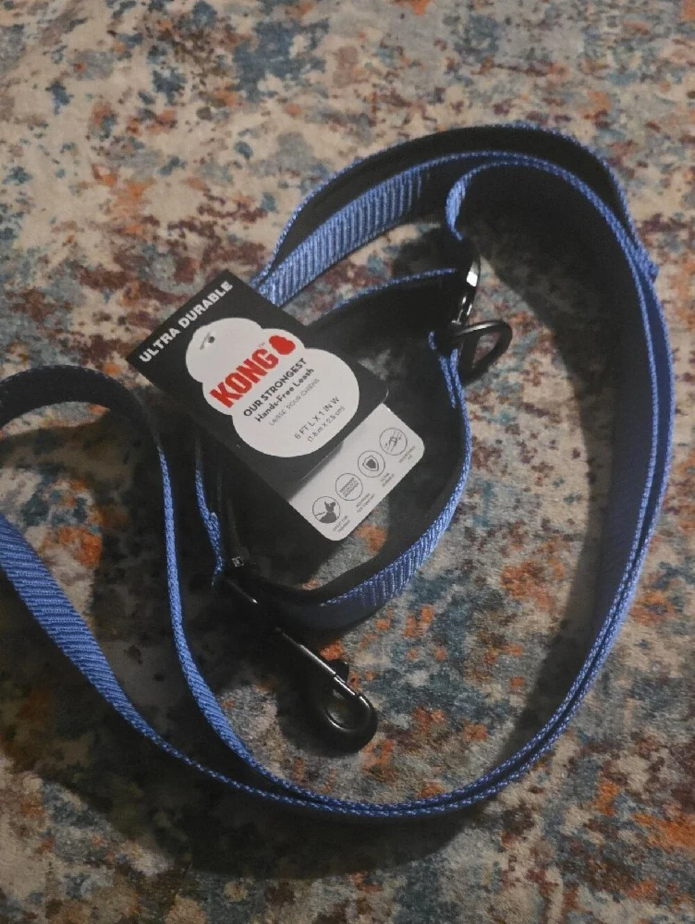 Kong Blue and Black Ultra Durable Hands-Free Dog Leash 6Ft Long Nwt